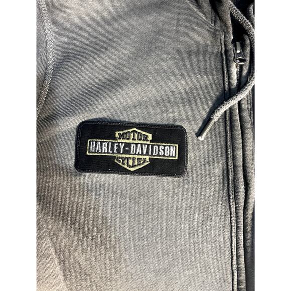 Harley-Davidson Men’s Zip-Up Grey Hooded Sweatshirt Size Large - Picture 3 of 10